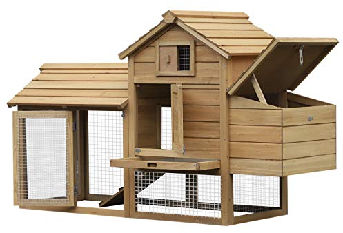 PawHut Pollaio per Galline Ovaiole da Esterno in Legno con Recinzione per Giardino, 150.5x54x87 cm