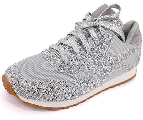 Pradize Turnschuhe Mit Glänzenden Silbernen Pailletten (42)