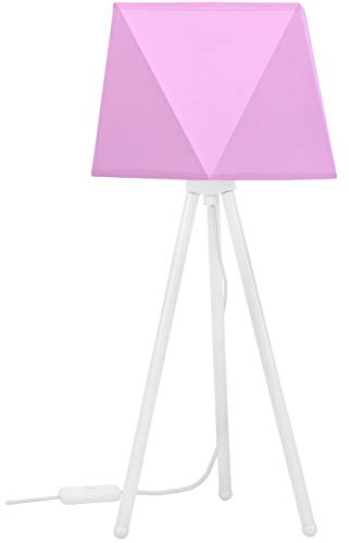 Light-Home Lampenschirm Tischlampe Modern - Elegante Nachttischlampe für Schlafzimmer Wohnzimmer - Tischleuchte E27-46x22,5 cm - Weiß und Rosa Diamant