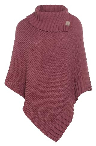 KNIT FACTORY - Nicky Gestrickter Poncho - One Size | Damen Strickponcho mit Kragen - Damen Pullover aus Wolle - Umhang - Für den Herbst und Winter - Hochwertige Qualität