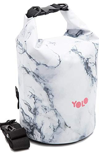 YOLO 5L Water Proof Dry Bag - Water Sports Bag - Kayak/Canoe Storage Bag Sack - Black & White Marble Design - Single Item