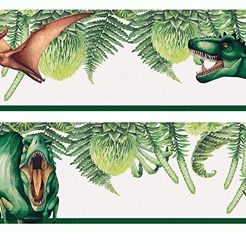 Sunnywall® Bordüre - einzigartige Designs für Babyzimmer und Kinderzimmer | Hochwertiges Tapetenvlies | Wandbordüre | Motivauswahl | 400 cm x 12 cm | Dinosaurier Real (Nr. 02)