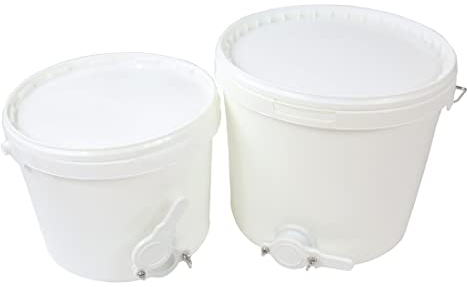 Honigeimer mit Abfüllhahn und Deckel (11,3L / 17,7 L / 31,5 L) Eimer Abfülleimer Lebensmittelecht, 17,7 Liter