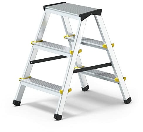 DWA Escabeau Double Pliable en Aluminium 3 marches