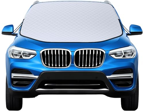 Karvipark Car Windscreen Cover - Magnetic Snow Ice Frost UV Protective Front Window Cover, Sun Shade with Dust Water Resistant, Perfect for Most Vehicles All Weather