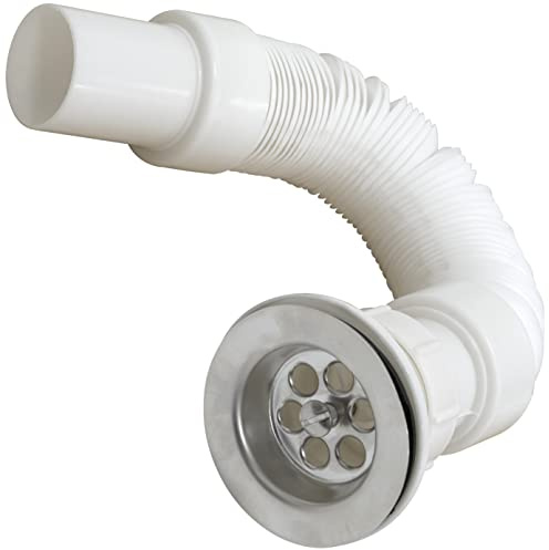 AERZETIX - C62735 - Siphon flexible 1 1/2'' de lavabo/évier avec tuyau/raccord extensible - raccordement de vidange sanitaire - diametre extérieur du siphon 72 mm - en plastique