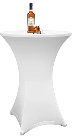 Sonnewelt Stehtischhusse Stretch, Stehtische Husse elastische, Ø 70-75cm Tischdecke für Bistrotische, Tisch Husse Hochzeit Feier, Tischdecke-Weiß
