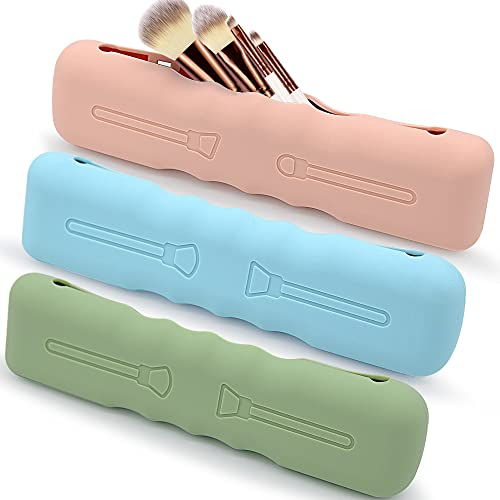 3Pack Silicone Magnetic Makeup Brush Holder for Travel,Makeup Brush Organizer,Portable Cosmetic Organizer,Face Makeup Brushes Holder,Women Makeup Brushes Storage Case Bag Box Tools Gadgets Accessories