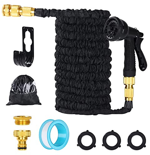 EPROSMIN 25FT/7.5M Expandable Garden Hose Pipe with 3/4, 1/2 Brass Fittings, No-Kink Magic Hose Pipe Water Pipe for Home Lawn Car Use, Durable Garden Hose Expandable with 8 Function Spray Nozzle