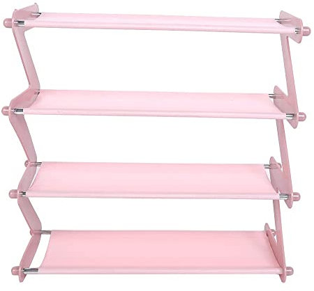 Cyrank Schuhregal, 4-stöckiges Schuhregal, Aufbewahrungs-Organizer Für Den Eingangsbereich, Schlafzimmer, Schuh-Organizer, Platzsparend, Schuhständer aus Edelstahl, Freistehende Schuhhalter (Rosa)