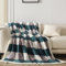 Gracelife Sherpa-Fleece-Überwurfdecke für Couch, weiche und gemütliche Queen-Decke für Bett, warme übergroße Decke, 203.2x228.6 cm, dick, flauschig, karierte Fleecedecke für alle Seadons, Blaugrün