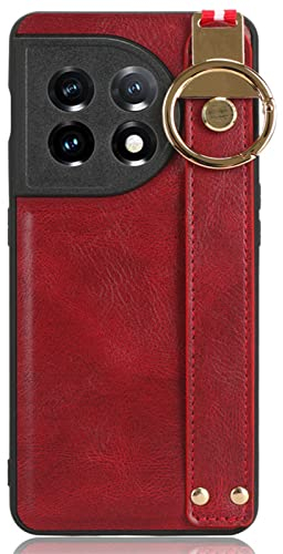 DENSUL Slim Case for OnePlus Ace2,Case Back with Wristband Holder & Hanging Ring Multi -Purpose Bottle Opener Tool, Shockproof TPU Bumper Anti-Scratch Phone Cover,Red