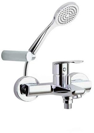 Ramon Soler - Conjunto Grifo Baño-Ducha Monomando Cromado con Sistema C2 de Ahorro de Agua con Accesorios Serie New Fly
