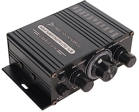 Amplificateur de Puissance Bluetooth 5.0, Récepteur Amplificateur Audio Stéréo 200 W, Mini Ampli intégré HiFi Classe D 2 Canaux pour Haut-parleurs Passifs Domestiques