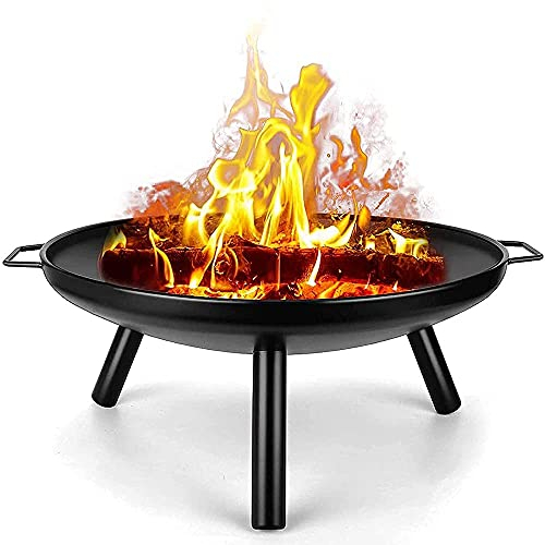 ZAANU Feuerstelle für den Außenbereich, 61 cm, Terrassenofen, Holzofen, Grill, Feuerstelle, Schüssel, runde Form, Holzfeuerstelle