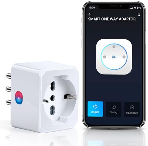 Aigostar Presa Smart Italiana, 10A, 2300W, Presa Wifi Mini Compatibile con Alexa e Google Home, Controllo Vocale e Remoto, Funzione Timer, 2.4GHz WiFi. Bianca, 1 Unità