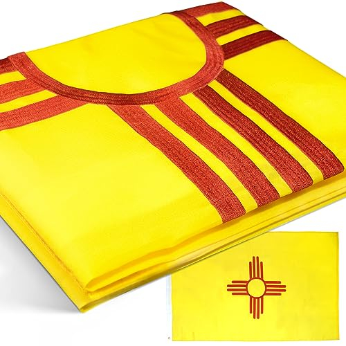 Anley EverStrong Series Gestickte New Mexico State Flag 3 x 5 Fuß – Stickerei und strapazierfähiger Canvas-Kopf – 4 Reihen Steppnaht – New Mexico NM-Flaggen aus Nylon mit Messingösen 3 x 5 Fuß