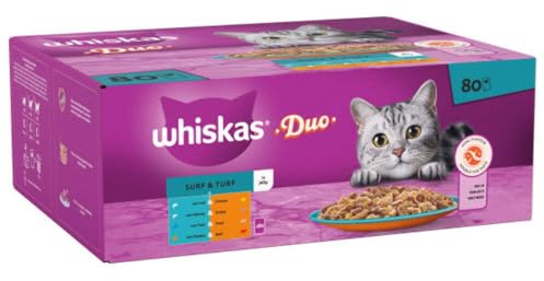 whiskas Whiskas 1+ Duo Surf and Turf Adult Wet Cat Food 80 × 85g Pouches
