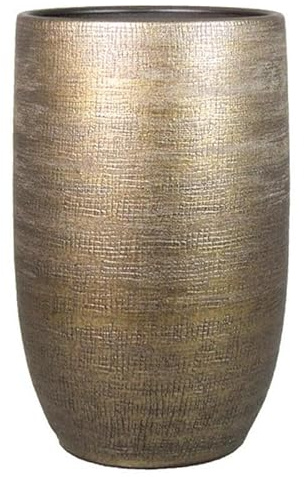 INNA-Glas Keramikkübel Agape mit Maserung, Gold, 50cm, Ø32cm | Deko Blumentopf