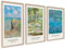 Claude Monet Poster Set | 3 Stück 50x70cm mit Rahmen Holz | Botanische Wasserlilien Paintings Wanddeko Wall Art.
