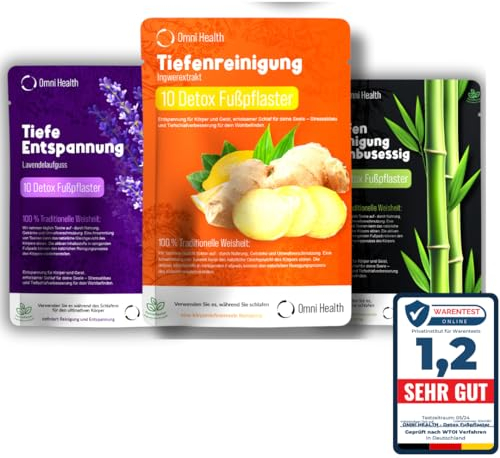 Omni Health Fußpflaster – 10 Stück pro Packung Natürliche Pflege für Körperentspannung – Vitalpflaster für ganzheitliches Wohlbefinden. (Ingwer)
