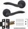 Decoranddecor Black Aluminium Matt Black Door Handles – Lever on Rose Internal Door Handles with Mortice Latch – Solace Range