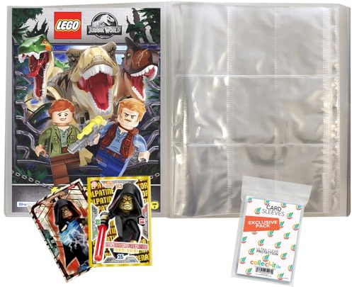 Bundle mit Lego Jurassic World Trading Cards Serie - 1 Leere Sammelmappe + 2 Limitierte Star Wars Karten + Exklusive Collect-it Hüllen (Serie 3)