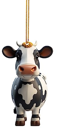 Weihnachtsdeko 2D Weihnachtskuh Anhänger Acryl Kuh Weihnachtsschmuck Lustig Weihnachtskugel Kuh Ornament Fenster Tür Auto Hängende Deko Party Weihnachten Geschenk Christbaumschmuck (a-D, One Size)