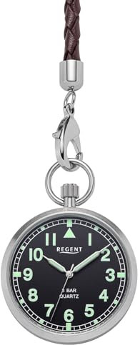 REGENT Taschenuhr mit Kordel und Tasche Zifferblatt schwarz ⌀ 43mm P-771