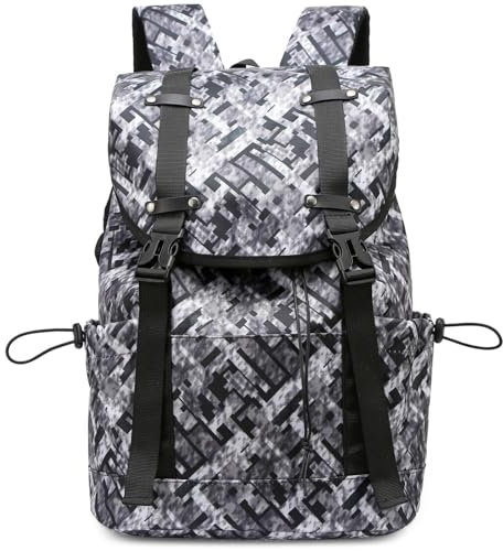 Mixroom - Zaino Cartella da Scuola Porta PC Uomo Donna Ragazzi Borsa per Computer Portatile Borsa Casual per Spesa Viaggio Custodia Laptop Notebook 15.6 Z35 Mosaico grigio