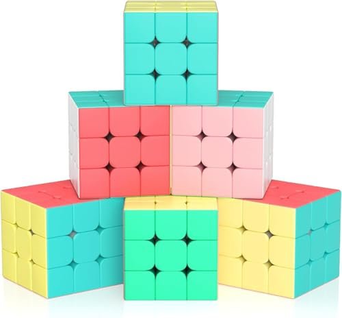 Vdealen Zauberwürfel Set Speed Cube von 3x3 Zauberwürfel Original 6er Pack, Magic Cube Würfel Puzzle, Party Puzzle Geschenk für Kinder Teenager Erwachsene(Macaron)