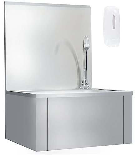 Home Outdoor Sonstiges: Handwaschbecken mit Wasserhahn und Seifenspender, Edelstahl