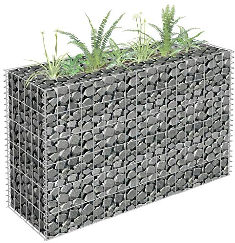 Chaduof Lit surélevé à Gabion Acier galvanisé 90x30x60 cm, Bordure Pierre, Kit Gabion, Jardinière Extérieure Rectangulaire Industrielle