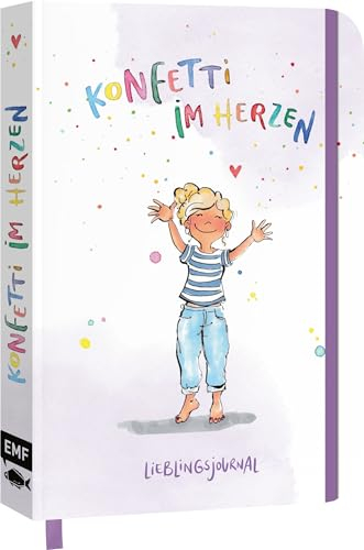 Dein Lieblings-Journal Konfetti im Herzen: Notizbuch A5 dotted | Mit Lese- und Gummiband | 112 S. | Mit inspirierenden Sprüchen und farbigen Illustrationen