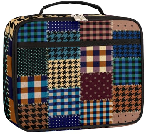GeMeFv Lonchera térmica con diseño de cuadros de búfalo vintage, lonchera térmica para viajes, picnic y trabajo