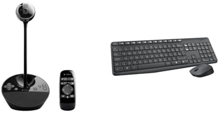 Logitech BCC950 ConferenceCam per Conferenze da Ufficio, Nero & MK235 Combo Tastiera e Mouse Wireless per Windows, Ricevitore Unifying USB 2,4 GHz