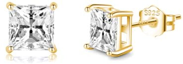 SLUYNZ 925 Sterling Silber Zirkonia Ohrstecker für Damen - Simulierter Diamant CZ 5MM / 6MM / 7MM (6MM, B-Gold)