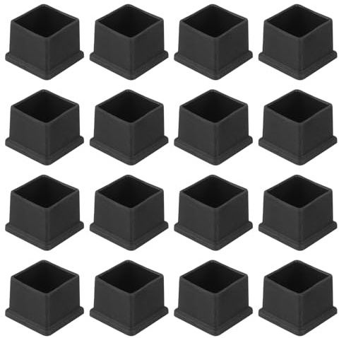 sourcing map 36Pcs PVC Square Chair Leg Caps, 25mm x 25mm OD Black Furniture Feet Pads Table Foot Cover Caps Floor Protectors for Patio Table Cabinet Bed Furniture