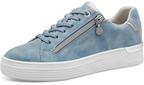 s.Oliver Damen Plateau Sneaker mit Reißverschluss Bequem, Blau (Light Blue), 40 EU