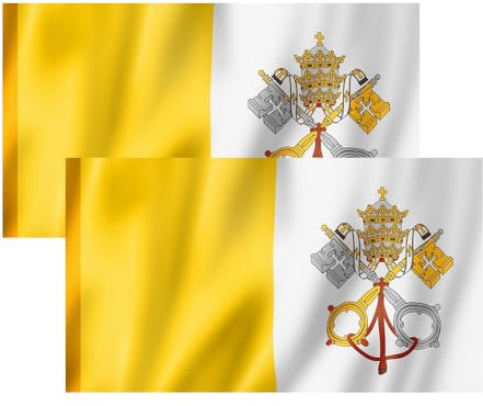 2 Bandiere del Vaticano 90 x 150 cm - Grande Con Passante per Albero e Cordini, Leggera per Sport, Calcio, Manifestazioni