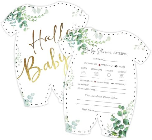 Maxmoc Babyparty Spiele Karten für Gender Reveal Party, Babyshower Ratespielkarten zum Ausfüllen - Beidseitig Bedruckt, Deutsch- 20 Stück Tippkarten für Jungen und Mädchen