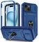 Pilaru 3 in 1 for iPhone 15 Case | With Front Frame | [Separate] 2 Screen Protectors & Kickstand Ring & Camera Cover Military Grade Drop Shockproof Protection for iPhone 15,Blue