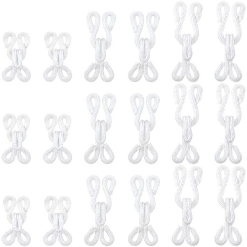 CustomyLife 36 pares de ganchos de costura y cierre de ojos, 2/3/3.5 mm, ganchos de metal blanco para brasier, repuesto para ropa, pantalones, faldas, manualidades