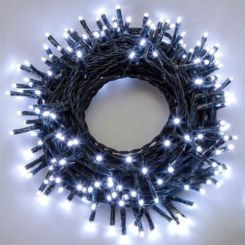 HOME SOLAZZIA Luces de Navidad para interior, Luces de Arbol de Navidad, Cable Verde con Luces Blanca fría, Luz Cadena Ligera para Navidad, Interior, Boda, Fiesta (240LED, Luz Blanco con Cable Verde)