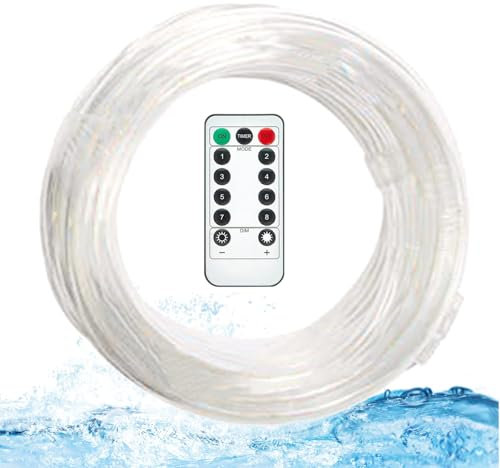 Luces de cuerda para piscina,Luces de cuerda LED para piscina,Luces LED sumergibles con control remoto - Tira de luces LED impermeable de 49 pies, luces LED sumergibles para borde, luces de cuerda par