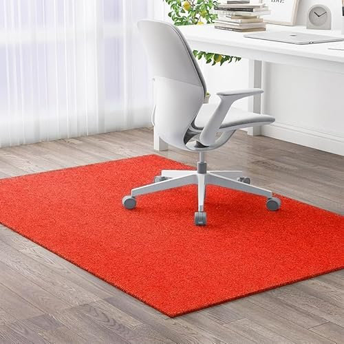Bürostuhl Unterlage Schwarz, Bodenschutzmatte Bürostuh Teppich, Kratzfest Bodenmatte Stuhlunterlage für Hartböden aus Polycarbonat, Schreibtischstuhl Unterlage für Laminat,Rot,60 x 120cm