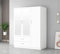 Wardrobe Bedroom Furniture Range -3 Door 2 Drawer & Mirror- High Glossy Bedside Large Drawers & Wardrobes (White)