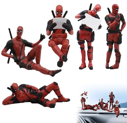 Deadpool Decorazioni Cruscotto, 5 pezzi Cruscotto Deadpool Ornamento, Decorazioni Deadpool Auto, Ciondolo Deadpool per Auto, Decorazione Deadpool auto Interni, per Auto e Scrivania Decorazioni