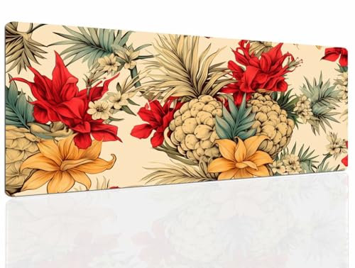 Tropical Mouse Mat Large Gaming Mouse Pad, Waterproof Desk Mat Large Gaming Mousepad XXL, Mouse Pads Mousemat with Non-Slip Rubber Base Stitched Edges Mouse and Keyboard Laptop Mat 35x20in 1254