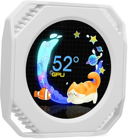 Jectse Monitoraggio della Temperatura del Computer da 2,1 Pollici, Schermo del Dispositivo di Raffreddamento 'acqua Schermo Secondario Case PC, Display di Temperatura CPU GPU USB, (WHITE)